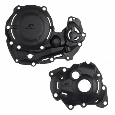 Piese moto - Clutch and ignition cover protector kit POLISPORT 91347 Negru