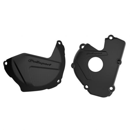 Piese moto - Clutch and ignition cover protector kit POLISPORT Negru