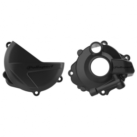 Piese moto - Clutch and ignition cover protector kit POLISPORT Negru