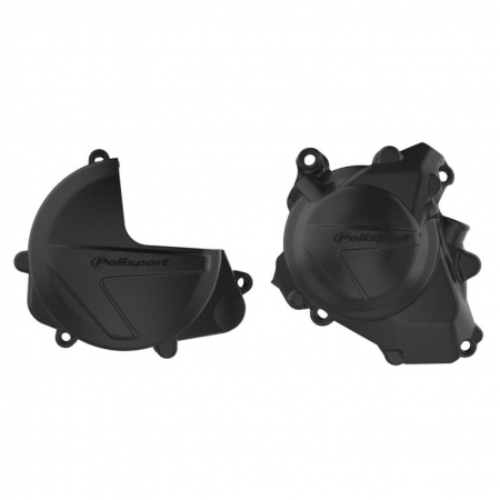 Piese moto - Clutch and ignition cover protector kit POLISPORT Negru