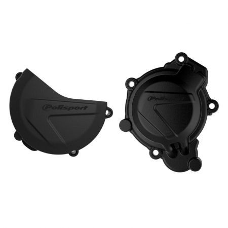 Piese moto - Clutch and ignition cover protector kit POLISPORT Negru