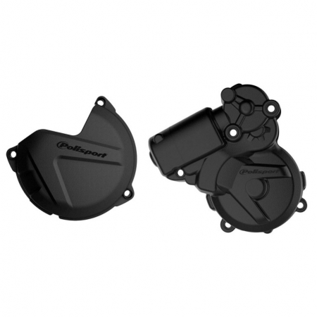 Piese moto - Clutch and ignition cover protector kit POLISPORT Negru