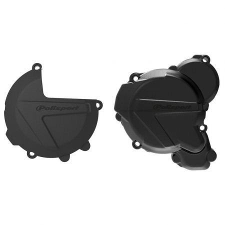 Piese moto - Clutch and ignition cover protector kit POLISPORT Negru