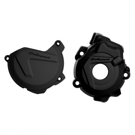 Piese moto - Clutch and ignition cover protector kit POLISPORT Negru
