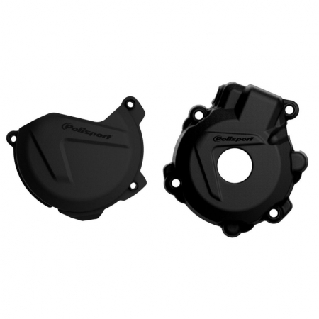 Piese moto - Clutch and ignition cover protector kit POLISPORT Negru