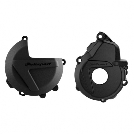 Piese moto - Clutch and ignition cover protector kit POLISPORT Negru