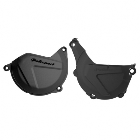 Piese moto - Clutch and ignition cover protector kit POLISPORT Negru