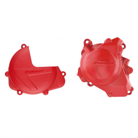 Piese moto - Clutch and ignition cover protector kit POLISPORT Rosu