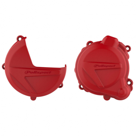 Piese moto - Clutch and ignition cover protector kit POLISPORT Rosu