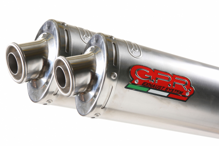 Piese moto - Dual bolt-on silencer GPR INOX OVAL K.74.IO Brushed Stainless steel including removable db killers