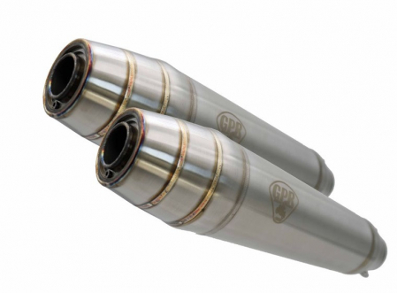Piese moto - Dual universal silencer kit GPR DEEPTONE CAFE.5.DE Brushed Stainless steel without link pipes
