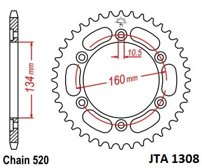 Piese moto - Foaie spate ALU JT JTA 1308-40 40T, 520