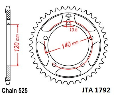 Piese moto - Foaie spate ALU JT JTA 1792-43 43T, 525