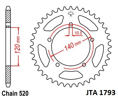 Piese moto - Foaie spate ALU JT JTA 1793-42 42T, 520