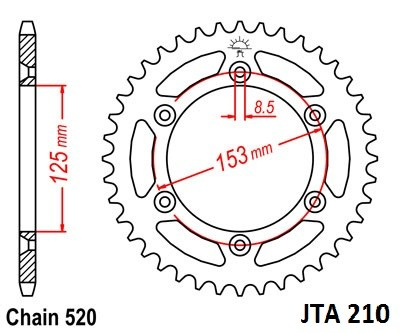 Piese moto - Foaie spate ALU JT JTA 210-45 45T, 520