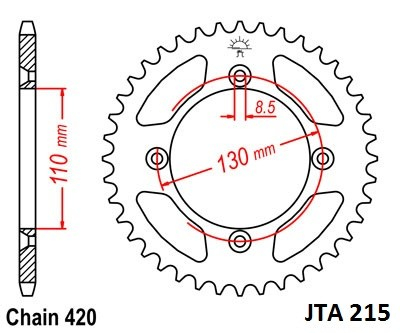 Piese moto - Foaie spate ALU JT JTA 215-55 55T, 420