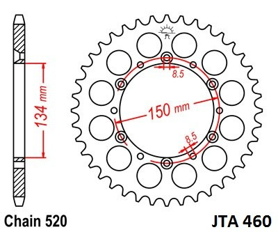 Piese moto - Foaie spate ALU JT JTA 460-52 52T, 420