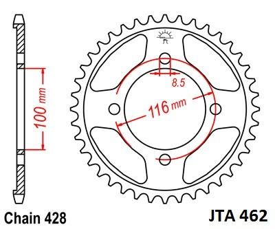 Piese moto - Foaie spate ALU JT JTA 462-51 51T, 428