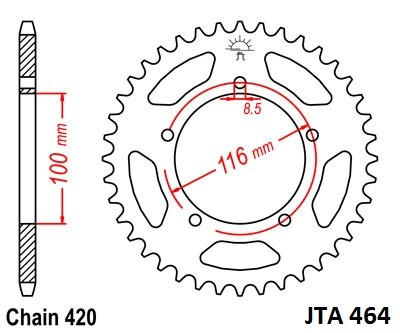Piese moto - Foaie spate ALU JT JTA 464-44 44T, 420