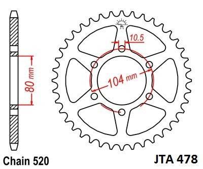 Piese moto - Foaie spate ALU JT JTA 478-46 46T, 520