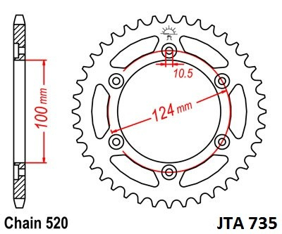 Piese moto - Foaie spate ALU JT JTA 735-37 37T, 520