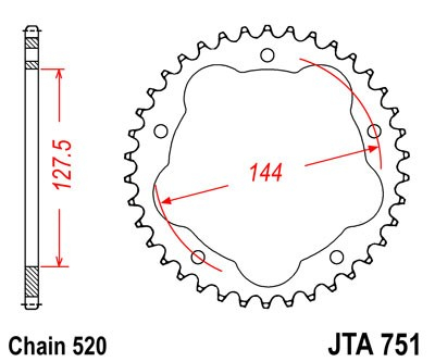 Piese moto - Foaie spate ALU JT JTA 751-42 42T, 520