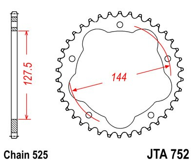 Piese moto - Foaie spate ALU JT JTA 752-42 42T, 525