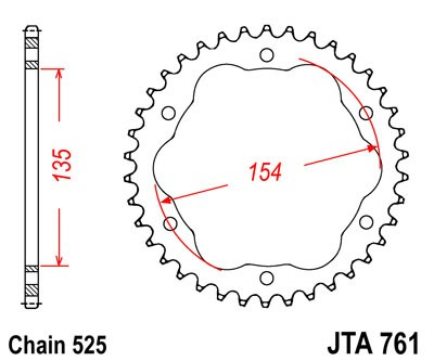 Piese moto - Foaie spate ALU JT JTA 761-38 38T, 525
