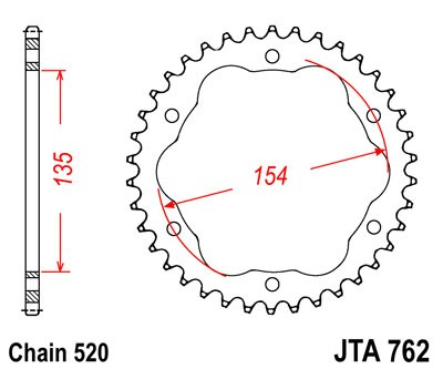 Piese moto - Foaie spate ALU JT JTA 762-38 38T, 520