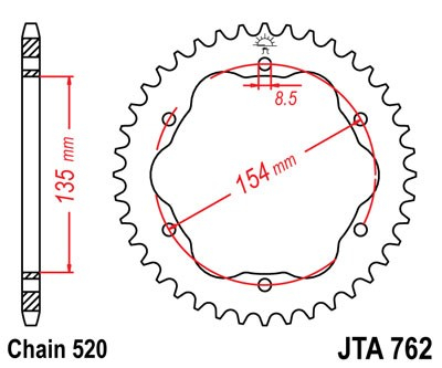 Piese moto - Foaie spate ALU JT JTA 762-39 39T, 520