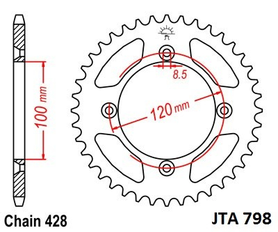 Piese moto - Foaie spate ALU JT JTA 798-47 47T, 428