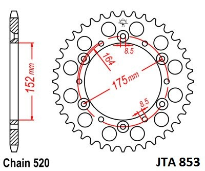 Piese moto - Foaie spate ALU JT JTA 853-50 50T, 520