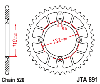 Piese moto - Foaie spate ALU JT JTA 891-46 46T, 520