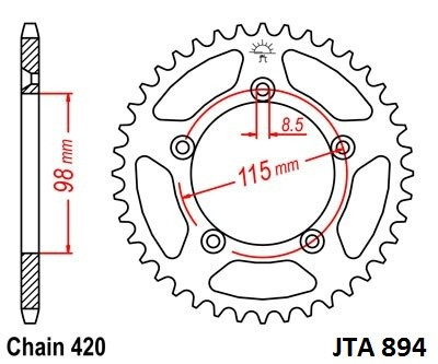 Piese moto - Foaie spate ALU JT JTA 894-50 50T, 420