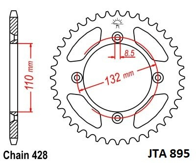 Piese moto - Foaie spate ALU JT JTA 895-46 46T, 428