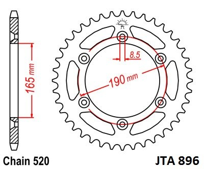 Piese moto - Foaie spate ALU JT JTA 896-50 50T, 520