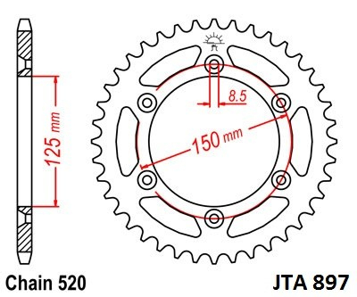 Piese moto - Foaie spate ALU JT JTA 897-38 38T, 520