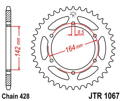 Piese moto - Foaie spate JT JTR 1067-52 52T, 428