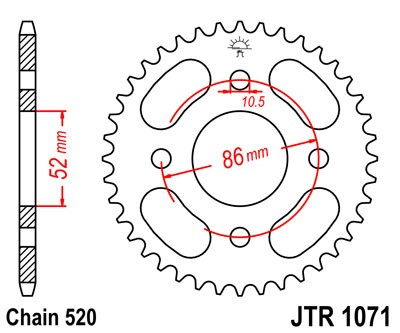 Piese moto - Foaie spate JT JTR 1071-30 30T, 520