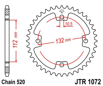 Piese moto - Foaie spate JT JTR 1072-38 38T, 520