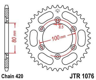 Piese moto - Foaie spate JT JTR 1076-52 52T, 420