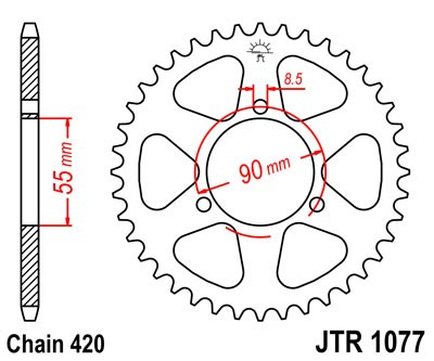 Piese moto - Foaie spate JT JTR 1077-47 47T, 420