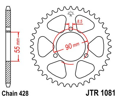Piese moto - Foaie spate JT JTR 1081-46 46T, 428