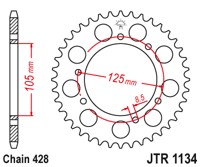 Piese moto - Foaie spate JT JTR 1134-54 54T, 428
