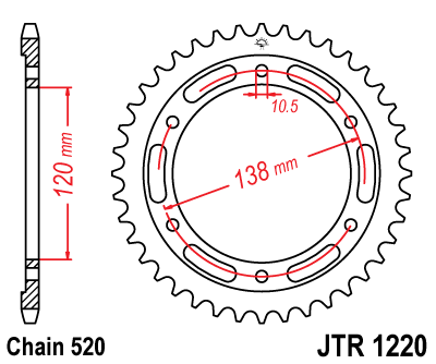 Piese moto - Foaie spate JT JTR 1220-38 38T, 520