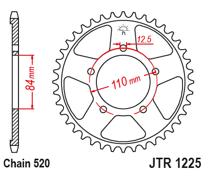 Piese moto - Foaie spate JT JTR 1225-40 40T, 520