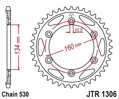 Piese moto - Foaie spate JT JTR 1306-40ZBK 40T, 530 Black Zinc