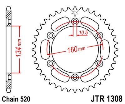 Piese moto - Foaie spate JT JTR 1308-42 42T, 520