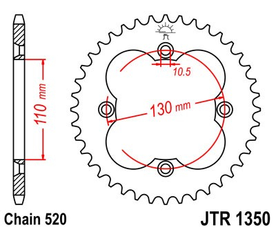 Piese moto - Foaie spate JT JTR 1350-38 38T, 520