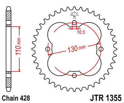 Piese moto - Foaie spate JT JTR 1355-50 50T, 428